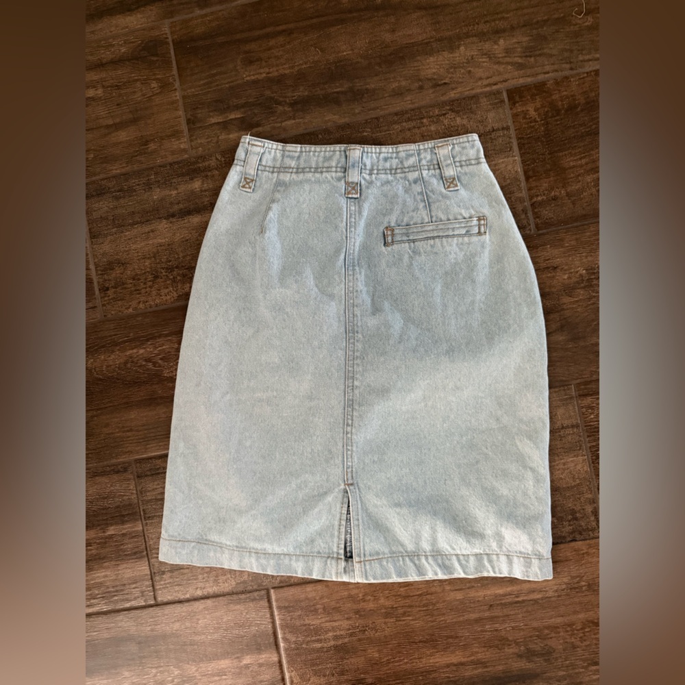 Classic Light Blue Denim Pencil Skirt - Picture 2 of 4